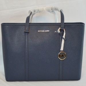 NWT Michael Kors Saffiano Leather Sady Navy Tote